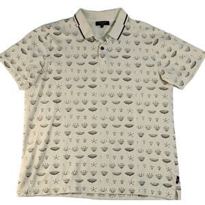 Ted Baker London Polo Shirt Mens Size 3 Short Sleeve All Over Print